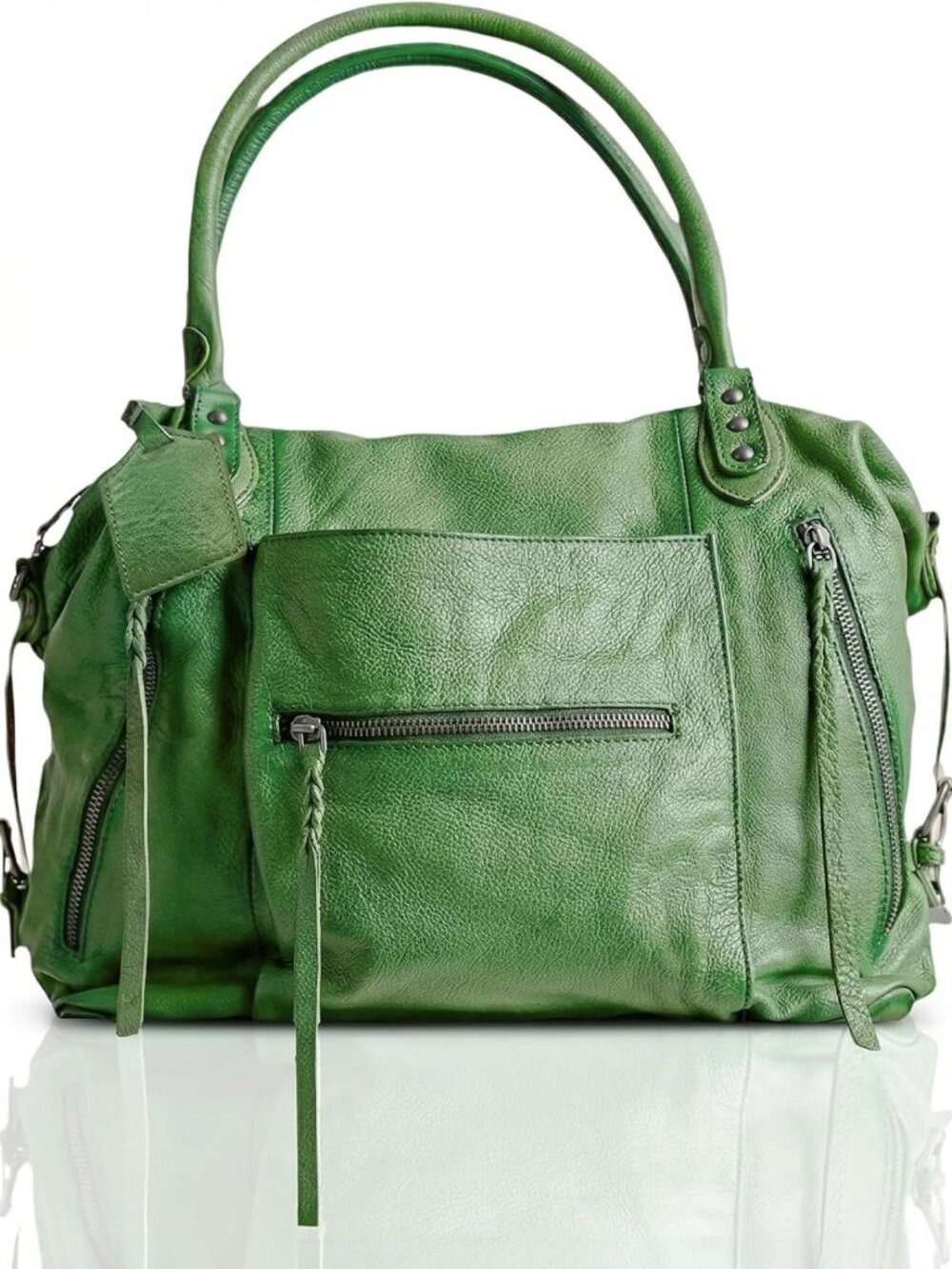 Stylish Large Vegan Leather Tote Bag with Zipper, Adjustable Strap, Hobo Purse
